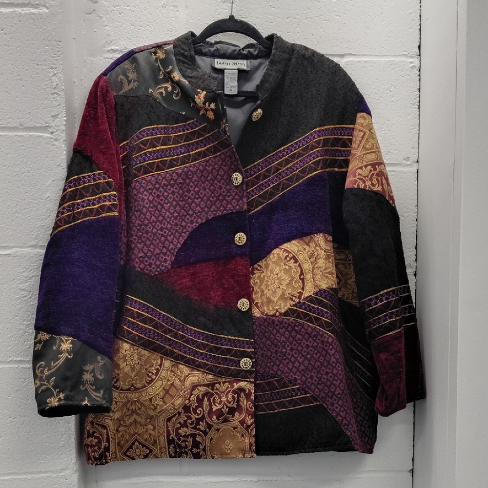 Indigo Moon Multicolor Patchwork Blazer Size 1X - image 1